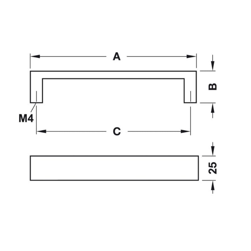 Tay nắm tủ chữ D Hafele 110.73.935 (mạ màu bạc)